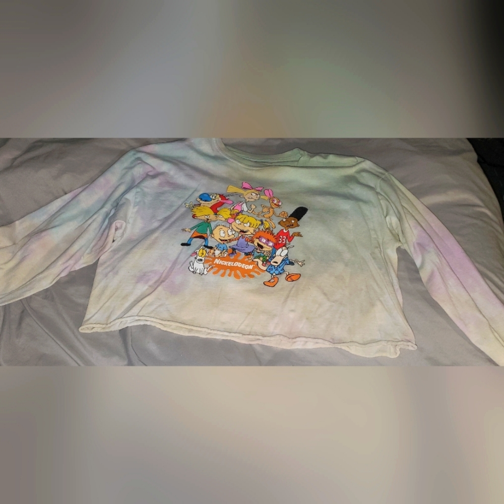 Long Sleeve Nickelodeon Toe Dye Crop Top